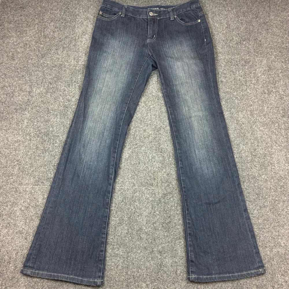Michael Kors Womens Size 4 30x32 Dark Wash Rhinestone Logo Bootcut Jeans